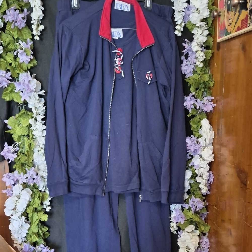 Classic Navy Track Jacket with Red Accent, Shirt And Matching Pants (3pc)